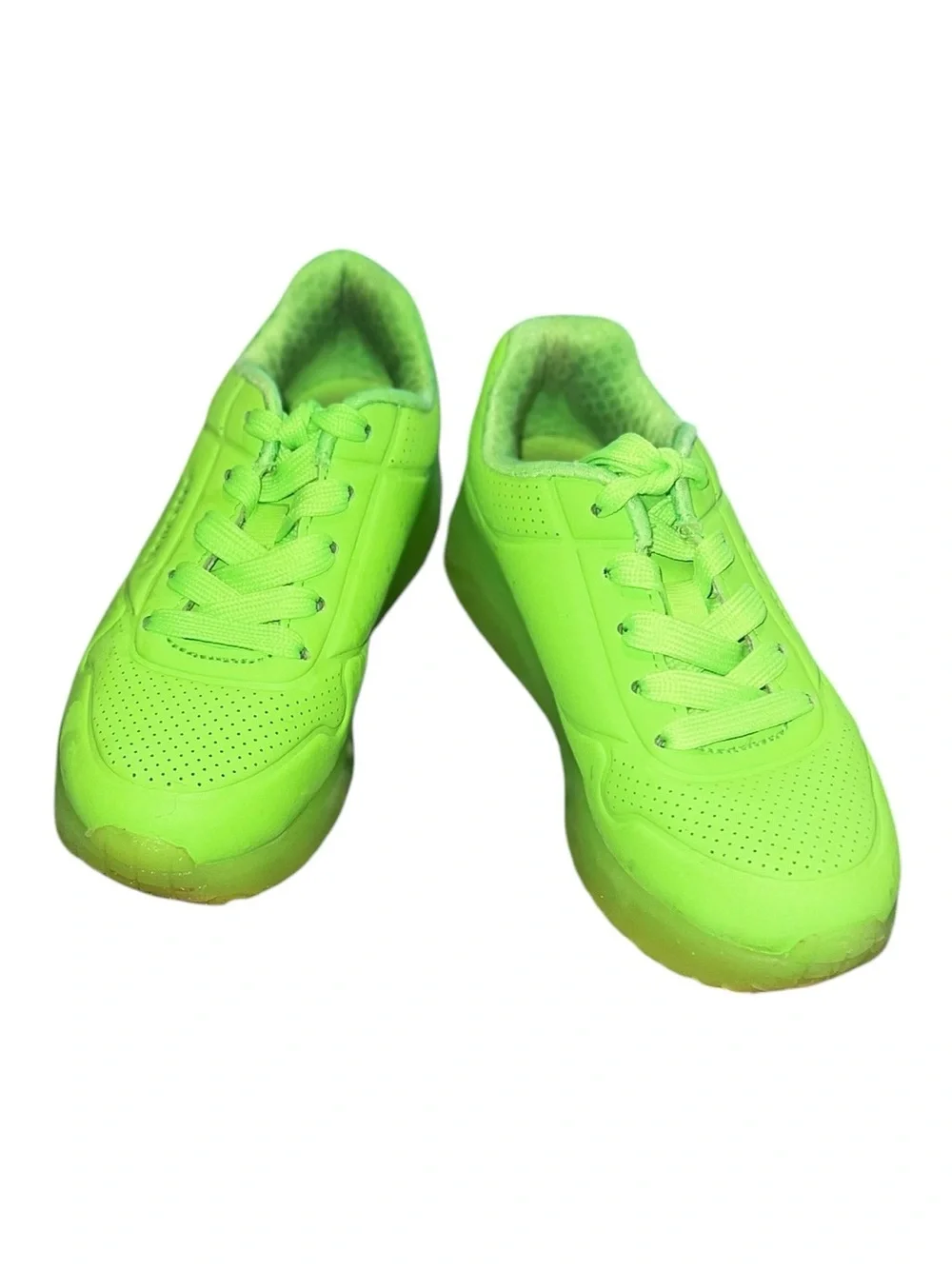 Skechers Street Uno Lite Neon Lime Sneakers Kids Size 12 Like New